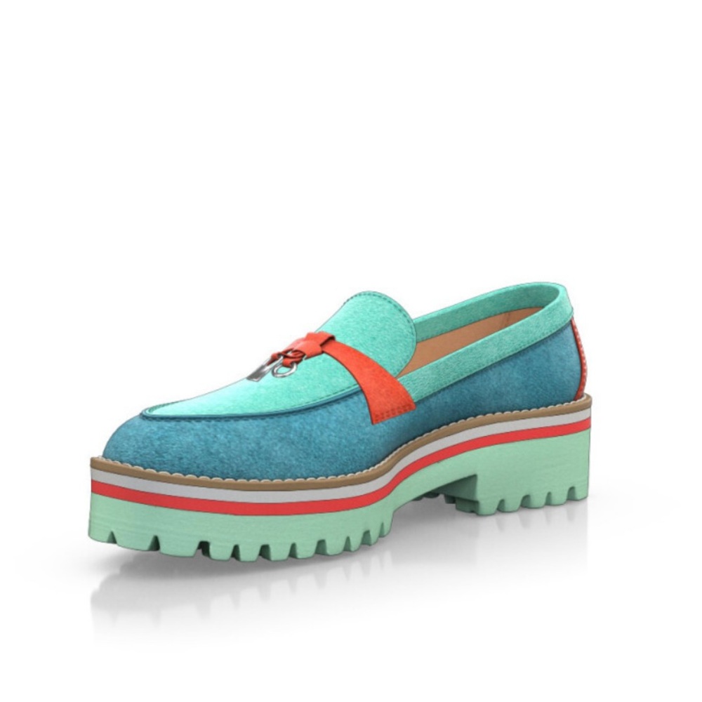 NWOB Girotti Italian Handcrafted Suede Multi-Colored Modern Moccasins Sz 39